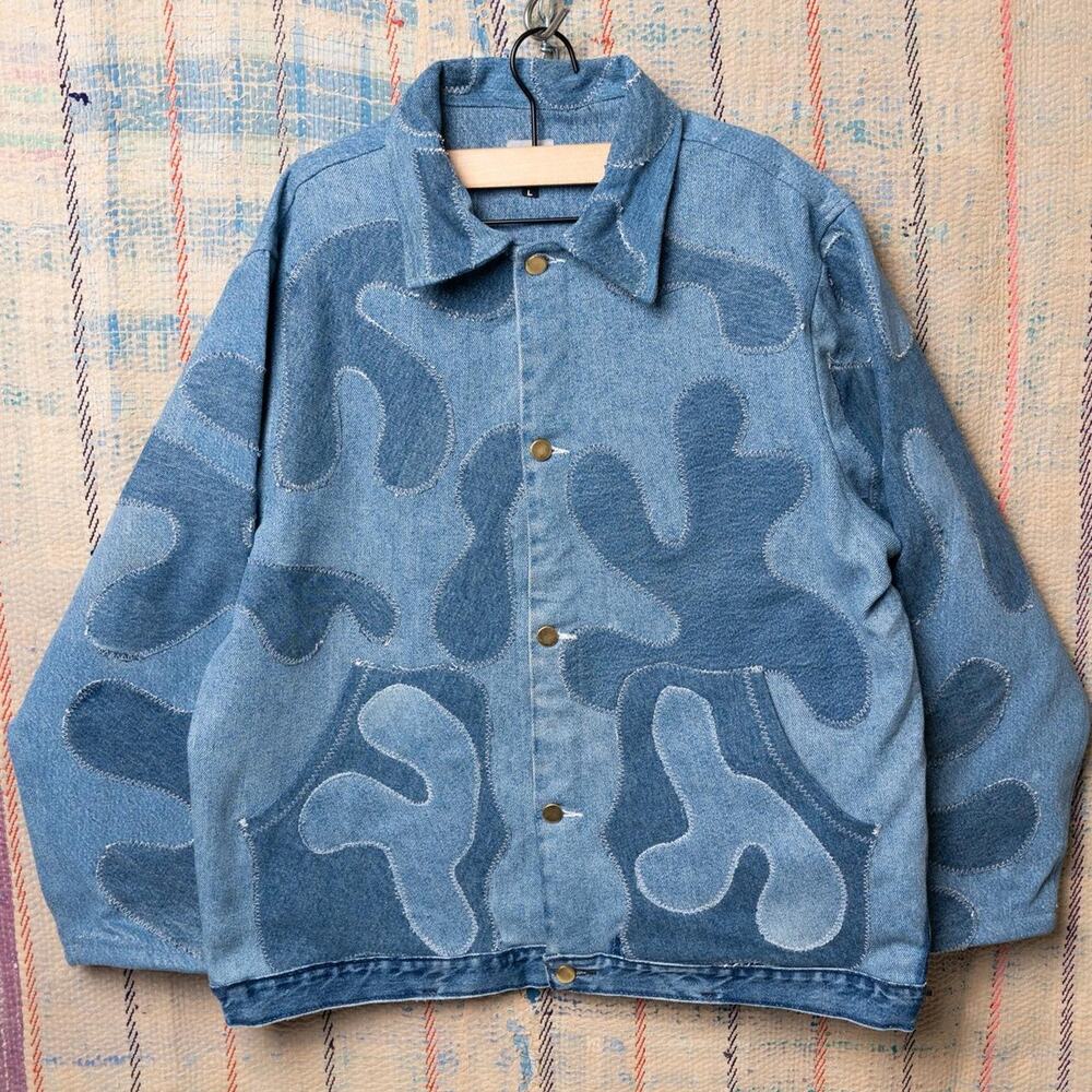 Upcycled patchwork denim jacket - image 1